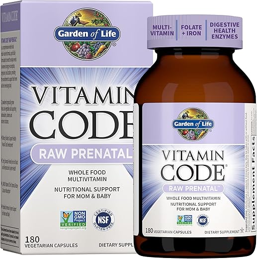 Garden of Life - Multivitamínico Pré-Natal para Mulheres da Whole Foods com Biotina e Ferro – Saúde e Nutrição para Gestantes