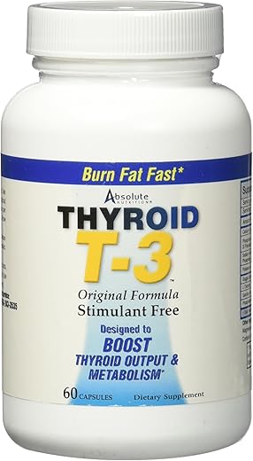 Absolute Nutrition - Suplemento Queima de Gordura e Estimulante do Metabolismo, Thyroid T-3, 60 Cápsulas