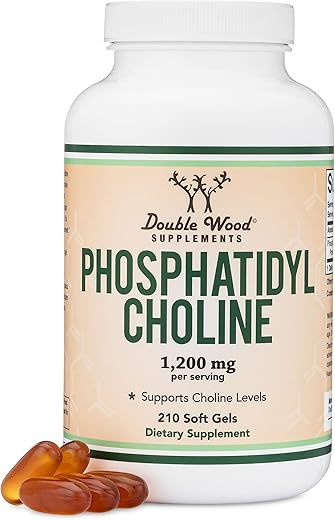 Double Wood Supplements - Fosfatidilcolina 1.200mg – 210 Softgels – Versão Aprimorada de Lecitina de Girassol e Soja (Suplemento de Colina) – Livre de Transgênicos e Glúten para Apoiar a Saúde Cerebral por Double Wood