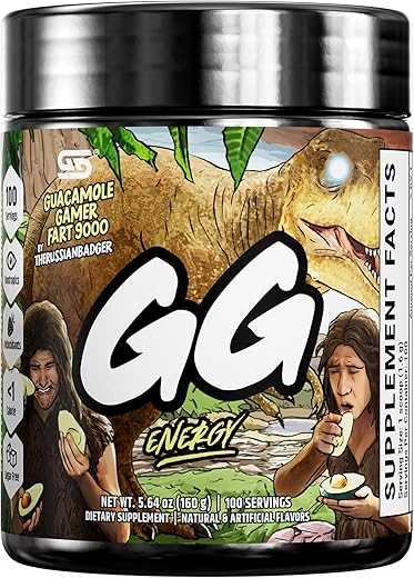 GG Energy Guacamole Gamer Fart 9000 (100 Porções) – Energético e Nootrópico Keto Friendly, Sem Açúcar, Cafeína e Vitaminas em Pó – Bebida Energética - Gamer Supps