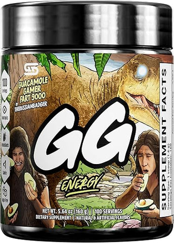 GG Energy Guacamole Gamer Fart 9000 (100 Porções) – Energético e Nootrópico Keto Friendly, Sem Açúcar, Cafeína e Vitaminas em Pó – Bebida Energética - Gamer Supps