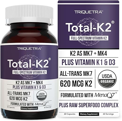 Triquetra Health - Total K2® | Vitamina K2 como MK7 | Fortaleça seus ossos | 60 cápsulas | 100% natural