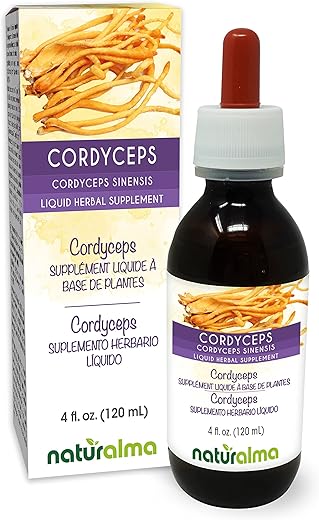 Cordyceps (Cordyceps sinensis) – Tintura sem álcool de cogumelo – Extrato líquido em gotas de 118 ml – Suplemento herbal – Vegano - Naturalma