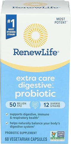 Ultimate Flora Extra Care Probiótico 50 Bilhões, 60 CT – Cuidado Extra para a Saúde Intestinal – Marca Renew Life - Renew Life