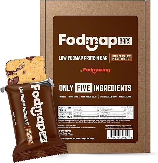 Barras Fodmazing Fodmap, Chocolate Amargo com Manteiga de Amendoim, 12 Unidades, Barras de Lanche com Alto Teor de Proteína