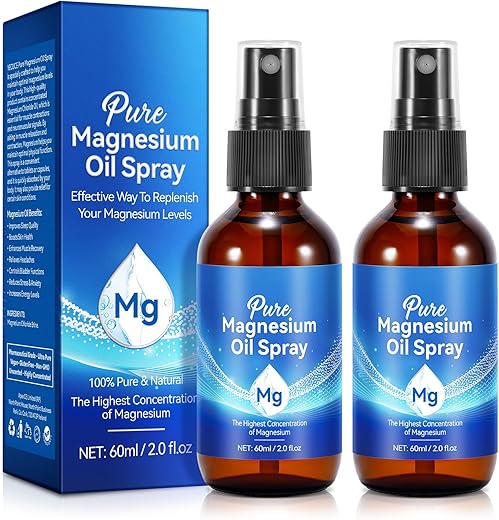 Generic - Spray de Magnésio 2 unidades, Óleo de Magnésio para Pés, Corpo, Pele, Sono, Relaxamento Muscular, Óleo de Magnésio Tópico 100% Puro e Natural, Fácil Absorção