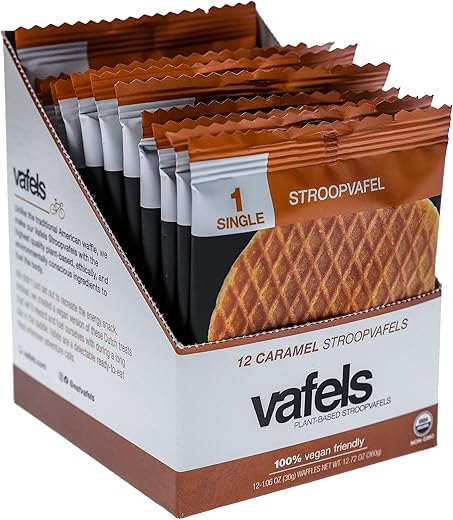 Vafels - VAFELS Stroopwafel Vegano à Base de Plantas – Stroopwafel Orgânico para Exercícios – 100g