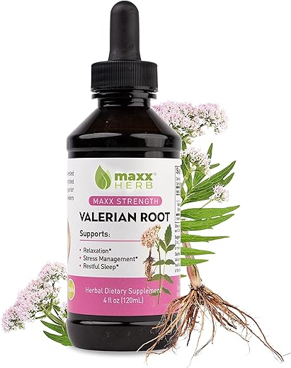 Extrato de Raiz de Valeriana – Máxima Potência, Absorção Líquida Melhor que Cápsulas, para Relaxamento e Sono Repousante – Livre de Álcool – Frasco de 120 ml (60 Porções) - Maxx Herb