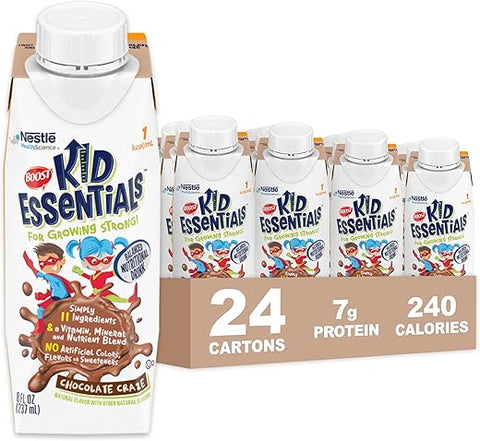 KID ESSENTIALS 1.0, Chocolate Craze 24 x 8 fl oz carton – 192 ml, Sem Glúten, Rico em Vitaminas e Minerais - BOOST