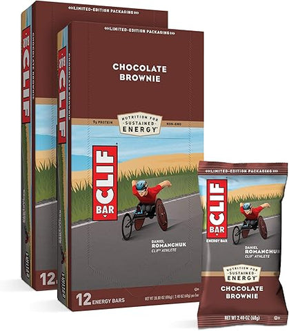 Clif Bar - Barras de Energia CLIF – Brownie de Chocolate com Aveia Orgânica – Alimento à Base de Plantas – Vegetariano – Kosher (Barras de Proteína de 2,4 Ounces, 24 Unidades) Embalagem Pode Variar, 12 Unidades (Pack…)