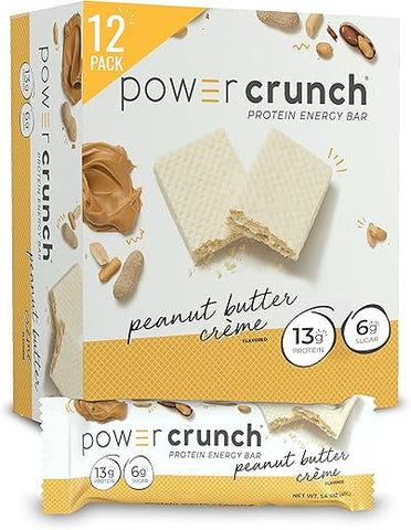 Barras de Wafer de Proteína, Snacks de Alta Proteína com Sabor Delicioso, Creme de Amendoim, 40g (12 Unidades) - Power Crunch