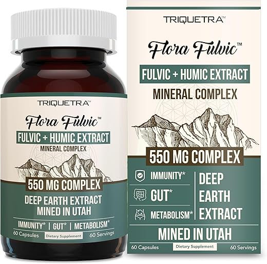 Triquetra Health - Flora Fulvic | Complexo de Ácido Fúlvico e Ácido Húmico – 550 mg | Extraído das Profundezas Pré-Históricas da Terra em Utah | Imunidade, Intestino, Digestão – Complexo Mineral Traço Natural, Ácido Fúlvico