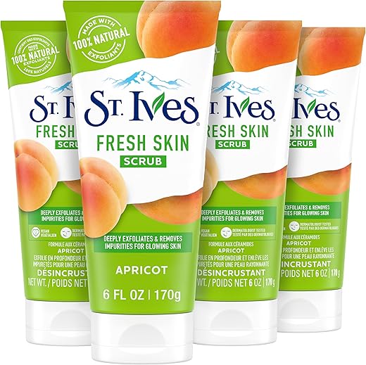 Fresh Skin Apricot Face Scrub 100% Natural Exfoliante Facial 6 oz, 4 Pack - St. Ives