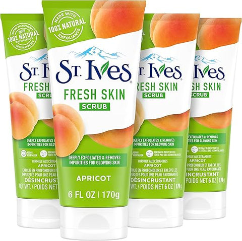 Fresh Skin Apricot Face Scrub 100% Natural Exfoliante Facial 6 oz, 4 Pack - St. Ives