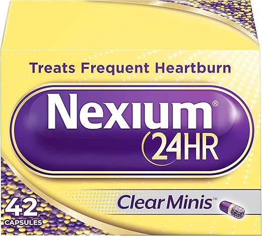 24HR ClearMinis – Redutor de Ácido para Alívio de Azia em Cápsulas de Liberação Retardada para Proteção Durante o Dia e a Noite contra Azia Frequente, Medicamento para Azia com Esomeprazol - Nexium
