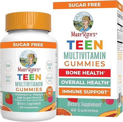MaryRuth Organics - Multivitamínico MaryRuth para Adolescentes | Sem Açúcar | Gomas de Vitaminas para Idades 13 | Vitamina C | D e E | B | Biotina | Zinco para Suporte Imunológico | Energia | Pele e Cabelo | 60 Unidades