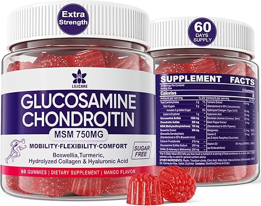 LILICARE - Gomas de Glucosamina Condroitina com MSM, Boswellia e Cúrcuma