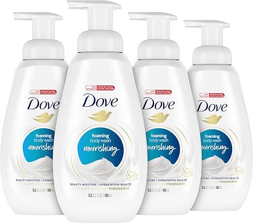 Espuma Instantânea para o Corpo, Hidratante Profundo que Limpa Efetivamente e Nutre a Pele, Branco, 4 Unidades de 400ml - Dove