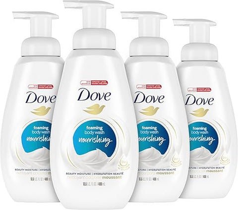 Espuma Instantânea para o Corpo, Hidratante Profundo que Limpa Efetivamente e Nutre a Pele, Branco, 4 Unidades de 400ml - Dove