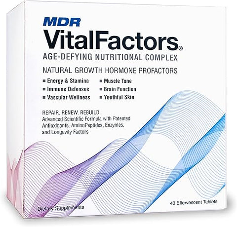 MDR - VitalFactors Complexo Nutricional Antienvelhecimento – Melhore a Energia Natural, Vitalidade, Suporte Imunológico e Saúde Geral – 40 Comprimidos Efervescentes