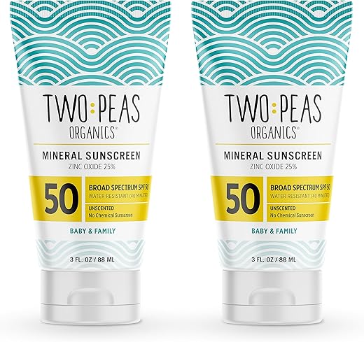 Two Peas Organics - Protetor Solar Orgânico Natural FPS 50 – Seguro para Recifes de Corais – Bebê, Criança – 100ml