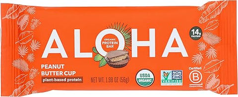ALOHA - Aloha Barras de Proteína de Manteiga de Amendoim Orgânica, 14g de Proteína à Base de Plantas, Certificado Orgânico pelo USDA, Livre de Glúten