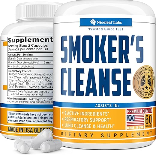 NICOLEAF LABS - Smoker’s Cleanse – Auxílio para Parar de Fumar | Limpeza e Desintoxicação | Marca em Destaque