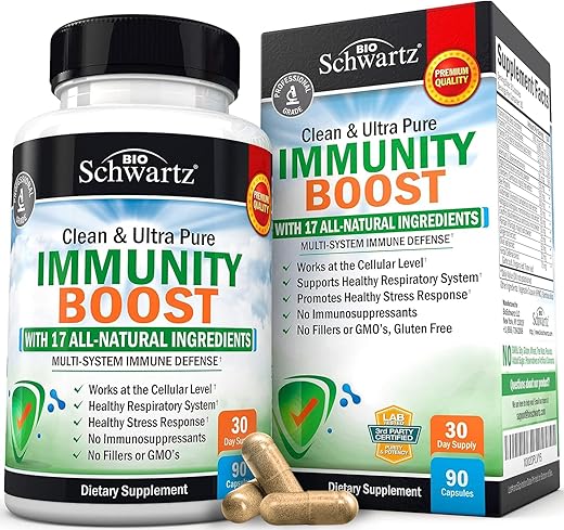 BioSchwartz - Suplemento Imunológico com Vitamina C 1000mg Zinco Extrato de Sabugueiro Raiz de Gengibre Beta Carotenos, Reforço da Imunidade para Adultos, Antioxidantes Naturais de Defesa Imunológica Vitaminas por