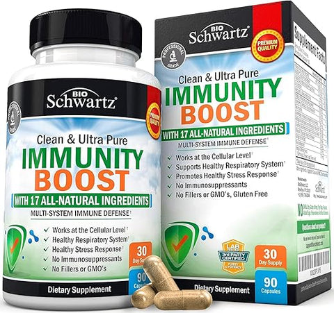 BioSchwartz - Suplemento Imunológico com Vitamina C 1000mg Zinco Extrato de Sabugueiro Raiz de Gengibre Beta Carotenos, Reforço da Imunidade para Adultos, Antioxidantes Naturais de Defesa Imunológica Vitaminas por