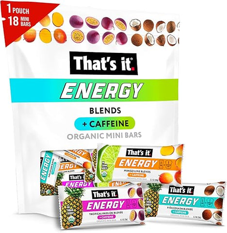 That's it. - Barra de Energia That’s it. Fruit Blends – Pack com 18 unidades (6 de Tropical Passion, 6 de Mango Lime, 6 de Pina Colada) – 100% Natural e Delicioso!
