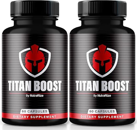 NutraRize - Titan Boost – Suplemento Masculino para Aumento de Desempenho – 2 Unidades – Fórmula Potente com Tongkat Ali e Wild Yam Root – Oficial