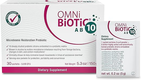 OMNi BiOTiC - AB 10 – Probiótico Restaurador Clinicamente Testado – Suporte – Marca Probiótica Restauradora – 10 g