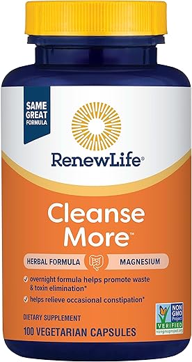 Detox Cleanse More – Reduz Inchaço e Restabelece a Regularidade – Alívio Imediato da Prisão de Ventre – Sem Soja, Laticínios e Glúten – 100 Cápsulas - Renew Life