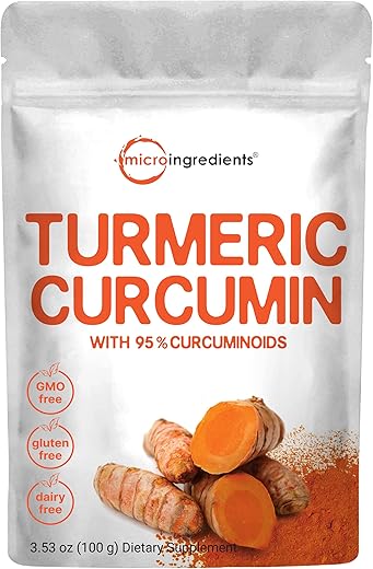 Micro Ingredients - Extrato de Cúrcuma 95% Curcuminoides (Extrato Natural de Cúrcuma e Suplementos de Cúrcuma), 100g, Rico em Antioxidantes para Articulações