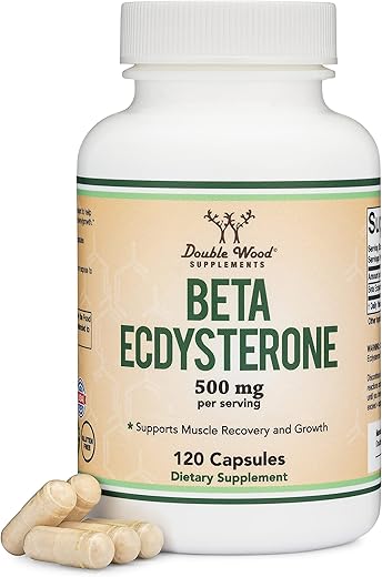 Double Wood Supplements - Beta Ecdysterone – 500mg por Porção (120 Cápsulas, 60 Porções) Poderoso Anabólico Vegetal para Apoiar a Saúde Masculina (Sem OGM e Sem Glúten) por Double Wood