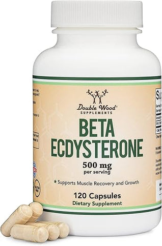 Double Wood Supplements - Beta Ecdysterone – 500mg por Porção (120 Cápsulas, 60 Porções) Poderoso Anabólico Vegetal para Apoiar a Saúde Masculina (Sem OGM e Sem Glúten) por Double Wood