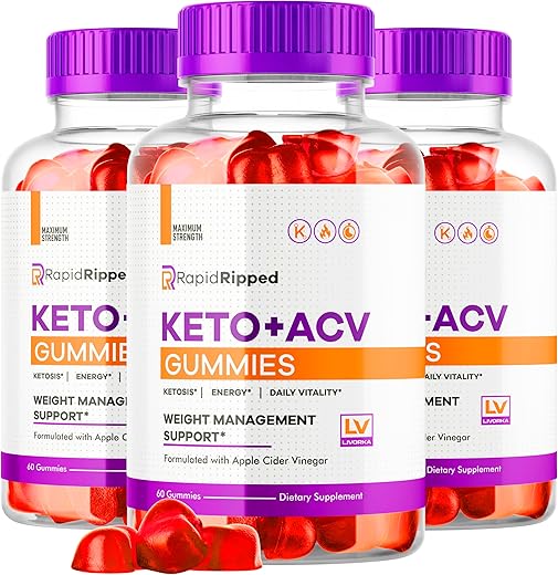 LIVORKA - Rapid Ripped Keto ACV Gummies – 3 Pacotes, 180 Gummies – Marca RapidRipped