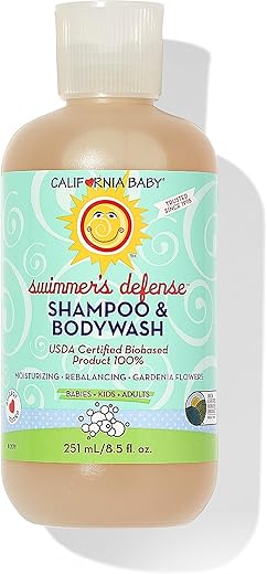 Swimmer’s Defense | Shampoo Hidratante Pós-Natação para Crianças | 100% Natural | Amigável para Alergias | 251 mL / 8.5 fl. oz - California Baby