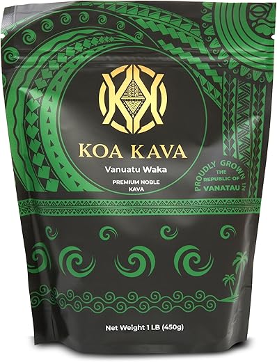 Vanuatu Koa Kava em Pó – Chá de Kava Premium Noble Waka feito a partir de Raízes Laterais em Vanuatu para Relaxamento Autêntico. Embalagem de 454g
