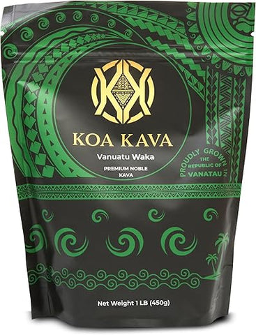Vanuatu Koa Kava em Pó – Chá de Kava Premium Noble Waka feito a partir de Raízes Laterais em Vanuatu para Relaxamento Autêntico. Embalagem de 454g