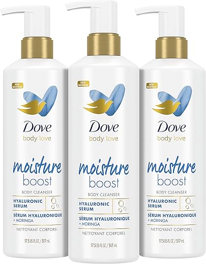 Body Love Sabonete Líquido Hidratante para Pele Seca com Ácido Hialurônico e Óleo de Moringa 500ml – Kit com 3 Unidades - Dove