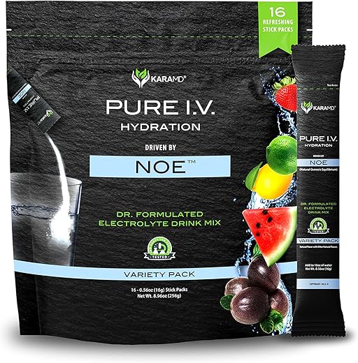 Pure I.V. – Mistura em Pó de Bebida Refrescante com Eletrólitos em 4 Sabores – Fórmula Profissional - KaraMD