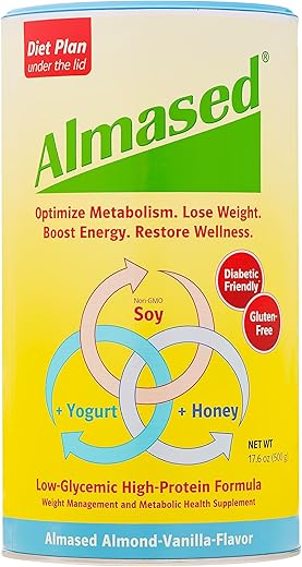 Shake Substituto de Refeição Baunilha – Pó de Proteína Vegetal de Alta Qualidade com Baixo Índice Glicêmico – Suporte Nutricional para Perda de Peso e Saúde – Sabor Baunilha – 500g (3 Pacotes) - Almased