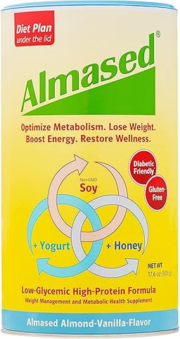 Shake Substituto de Refeição Baunilha – Pó de Proteína Vegetal de Alta Qualidade com Baixo Índice Glicêmico – Suporte Nutricional para Perda de Peso e Saúde – Sabor Baunilha – 500g (3 Pacotes) - Almased