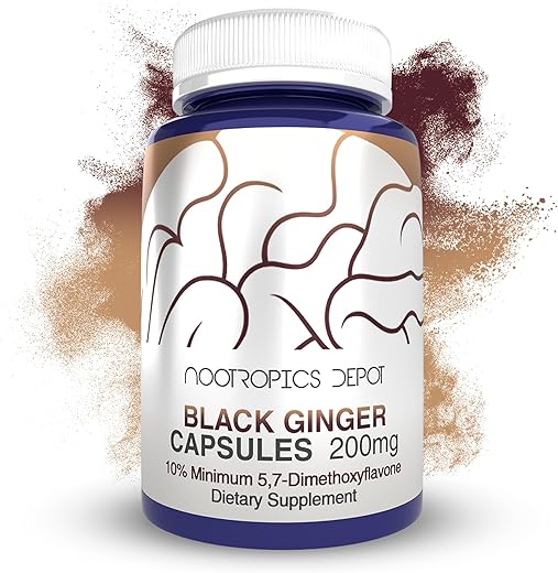 Cápsulas de Extrato de Gengibre Preto Nootropics Depot | 10%% 5,7-dimetoxiflavona | 180 Unidades