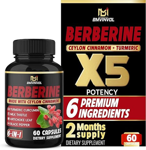 BMVINVOL - Berberina com Canela do Ceilão, Cúrcuma, Cardo de Leite, Alcachofra, Pimenta Preta – 60 Unidades – Embalagem de 1