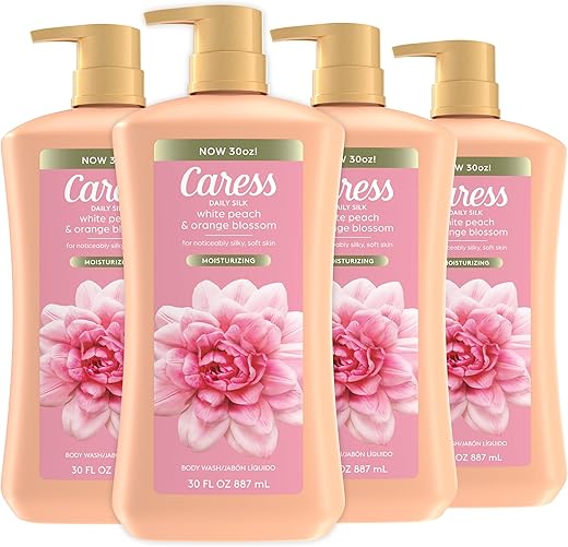 Body Wash com Pump, Seda Diária Pêssego Branco – 250ml - Caress