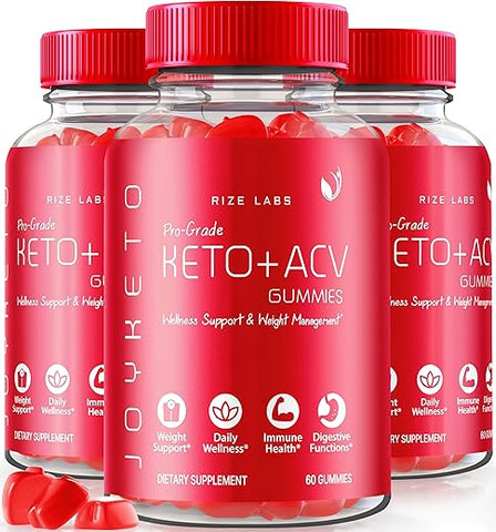 rize labs - (3 Pacotes) Joy Keto ACV Gummies Avançado para Perda de Peso – Oficial, Avaliações Joy Keto Plus ACV Gummies, JoyKeto para Melhor Digestão Bloqueador de Carboidratos Gomitas Vitamina B12 (180 Gummies)